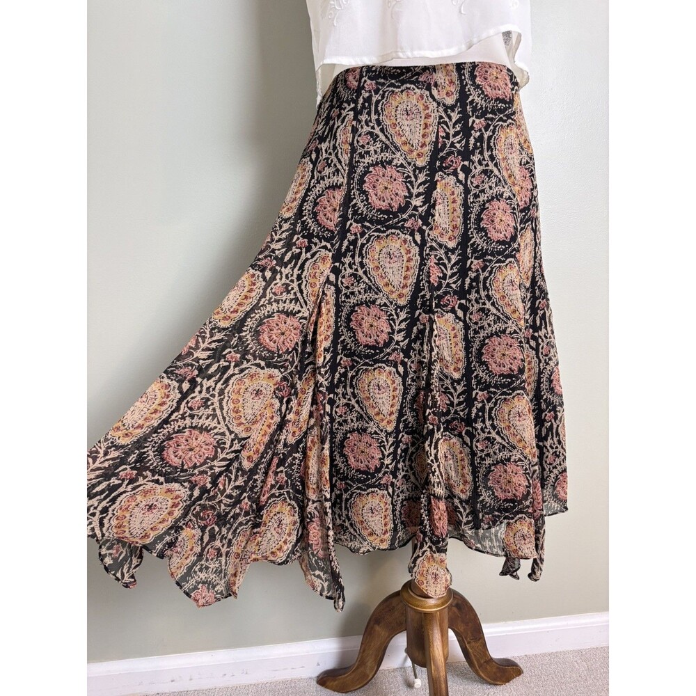 VTG Y2K Lauren Ralph Lauren Skirt Paisley Silk Academia Fairy Whimsy Boho 2P